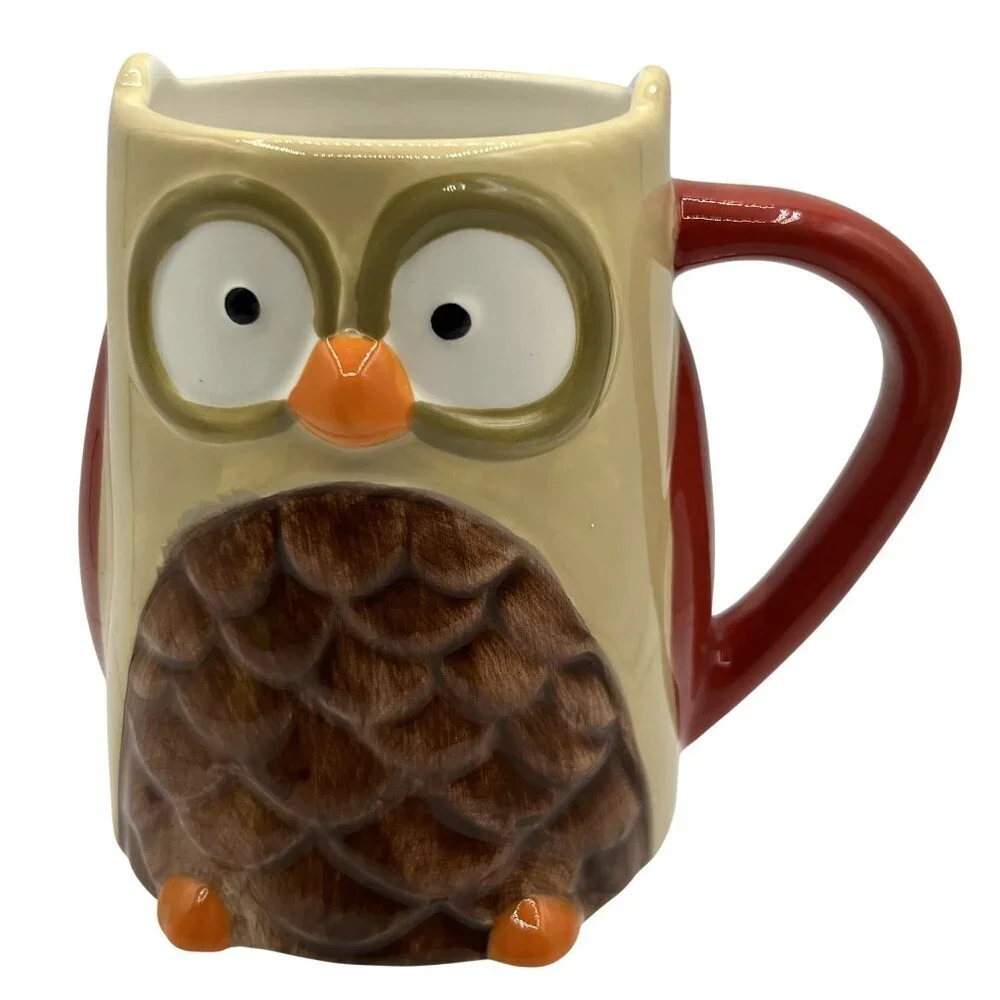 Owl Ceramic Coffee Mug 3D Large Collectable Funny Cocoa Tea Cup By Tag Artsy